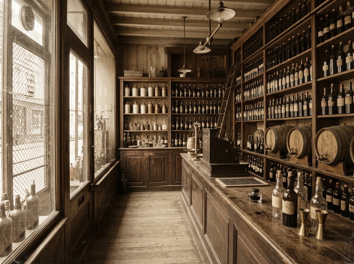 A 1920s wine and spirits merchant shop